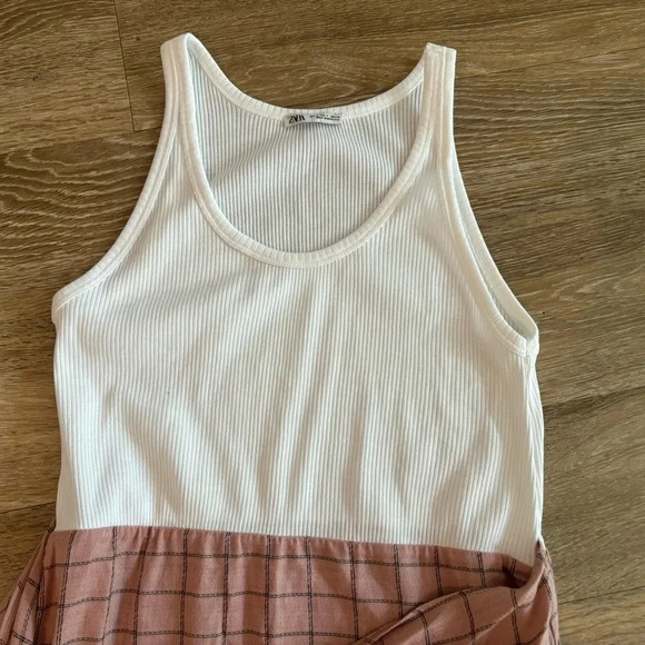 Zara Sleeveless High Low Tie ripped tank wrap color block Dress L - Picture 4 of 8